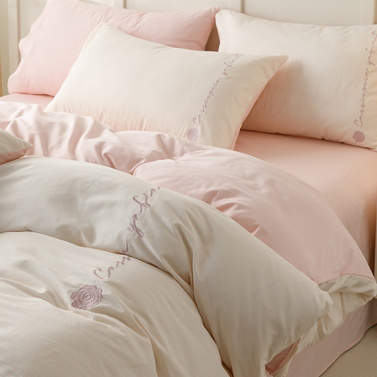ins algodón puro cuatro piezas simple bordado sábanas de algodón cubierta de colcha de tres piezas para una sola persona 2025 nueva ropa de cama