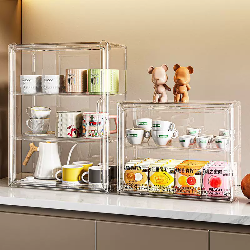 Dustproof glass holder, storage system, tea set, coffee tea cup, storage box