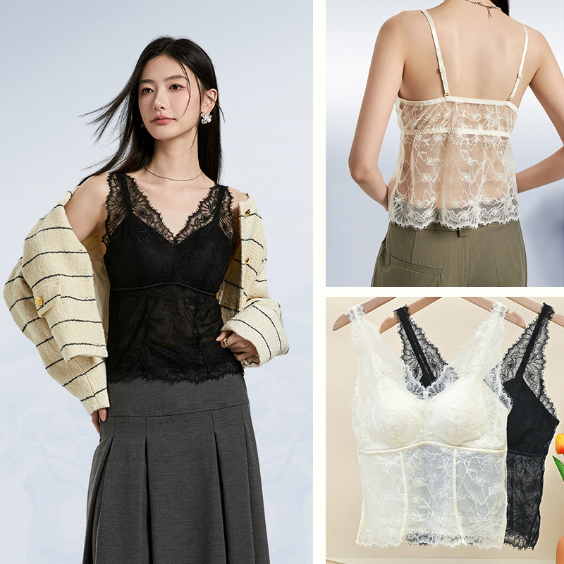 Mulberry silk wear beautiful back underwear lace French big chest show small no steel ring bra source manufacturers a generation of hair