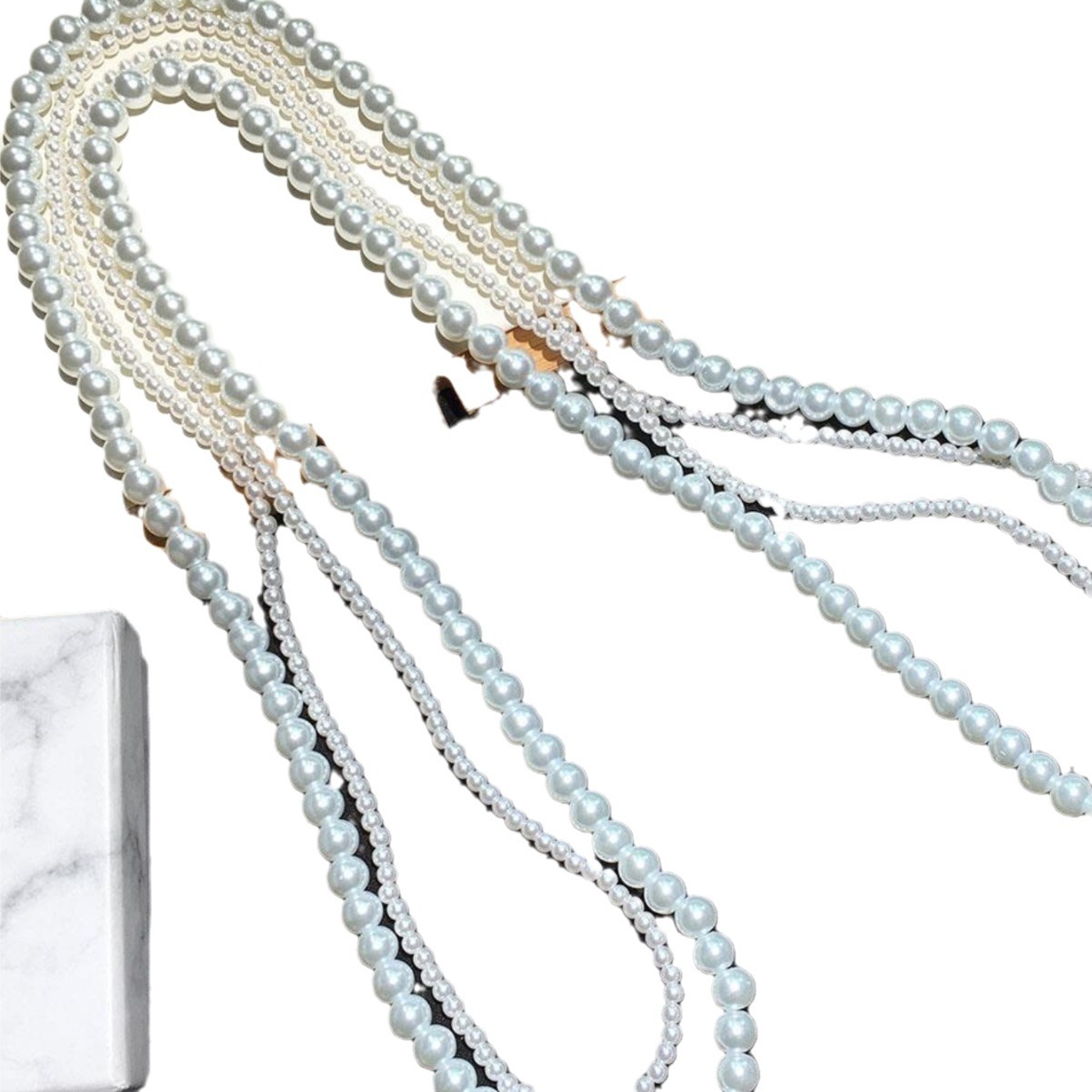 Perla collar largo vestido accesorios doble capa apilada suéter cadena cambiable simple luz lujo de alto grado collar largo para las mujeres image 6