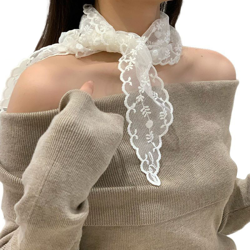 Bufandas de seda de alta calidad, bufandas de cuello, bufandas de seda de lujo ligeras, bufandas de cabello de encaje de alta calidad, bufandas triangulares