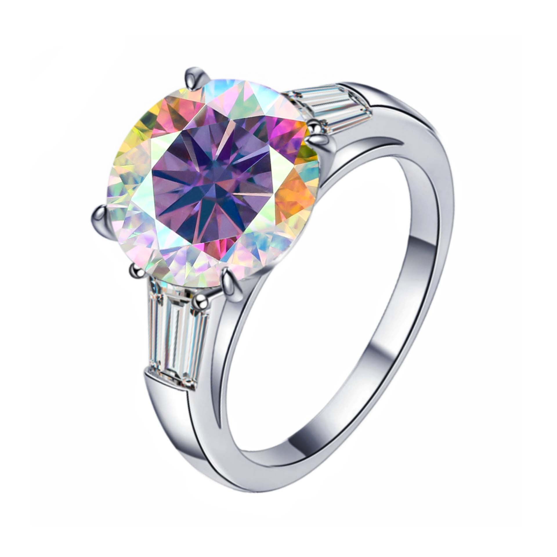 S925 plata esterlina de 5 quilates anillo de piedra de moissan, anillo de compromiso elegante de alta calidad