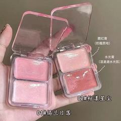 ERSHIQI バイタリティ ウォーター グロー 2 色ブラッシュ クリーム フェイシャル ブライトニング、コントゥアリング、ハイライト オールインワン 多目的ウォーター グロー マッスル ナチュラル