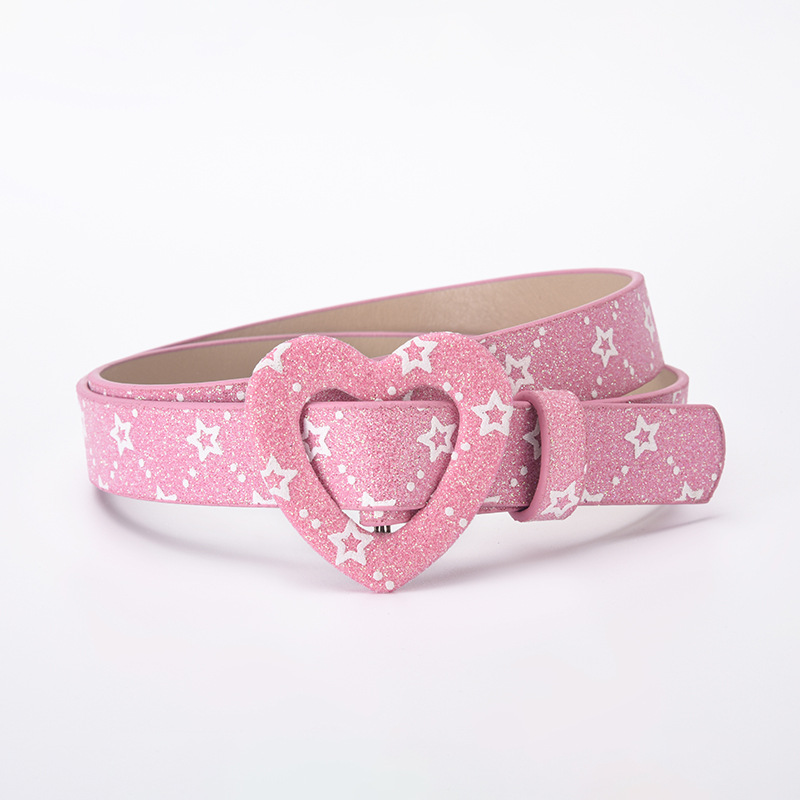 Cinturón Infantil Decorativo con Corazón de Piel de PU con Hebilla Automática para Ocio