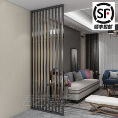 Stainless Steel Screen Partition—Titanium-Gold, Simple & Modern, Wrought Iron, Light Luxury Entrance Foyer Living Room Metal Hollow Decorative Wall