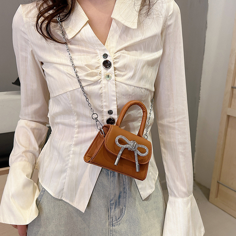 Bowknot Korean Style Fashionable Small Square Bag for Women 2026 New Mini Handbag Simple Chain Shoulder Crossbody Bag Bowknot Korean Style Fashionable Small Square Bag for Women 2026 New Mini Handbag Simple Chain Shoulder Crossbody Bag