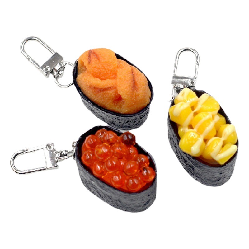 日本式の小さいサイズの魚の種の寿司のキーホルダーをシミュレーションします。