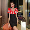 Deep V-neck and low cut sexy dress with buttocks， 325