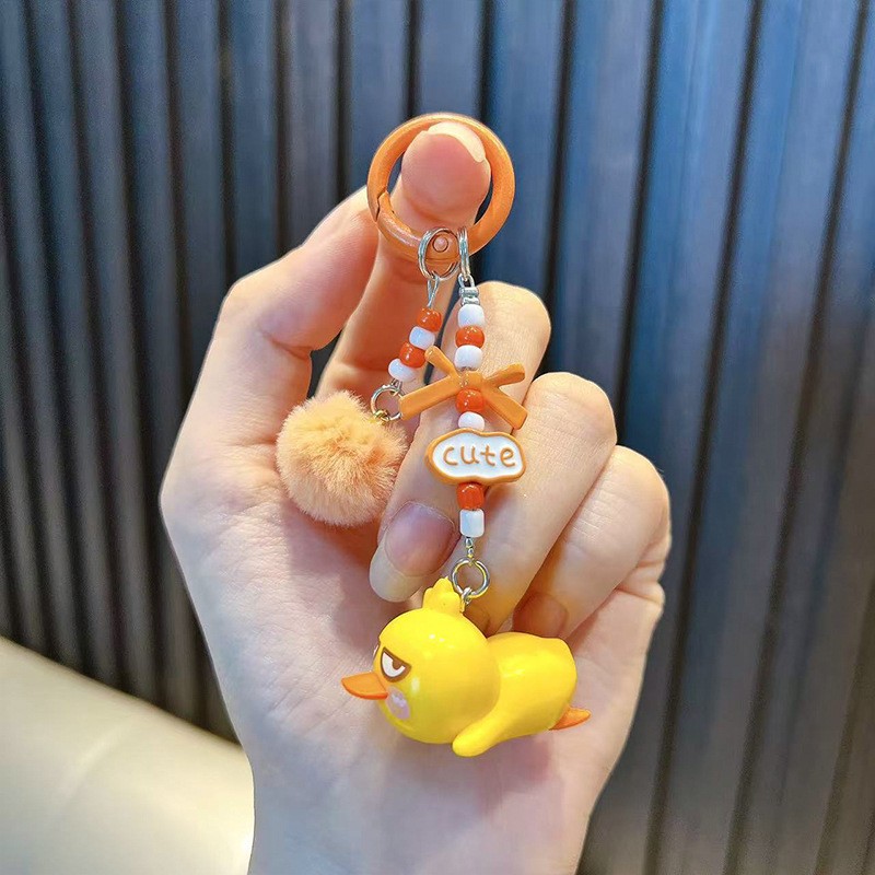 오리 인형 키링 - 오렌지색
