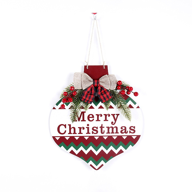 Nueva Navidad pieza colgante de madera Navidad pared ventana decoración colgante arco redondo puerta placa adornos