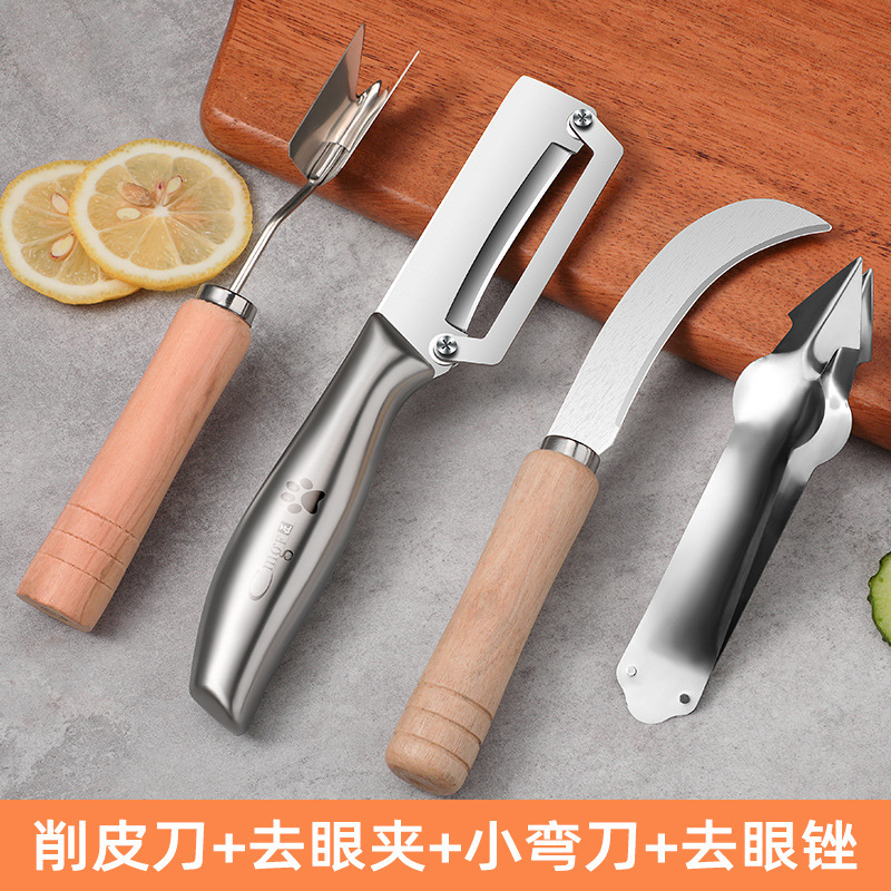 Cuchillo de peeling de acero inoxidable para pelar calabaza, cuchillo de peeling de calabaza, cuchillo multifuncional para pelar calabaza y fruta, cuchillo de piña comercial
