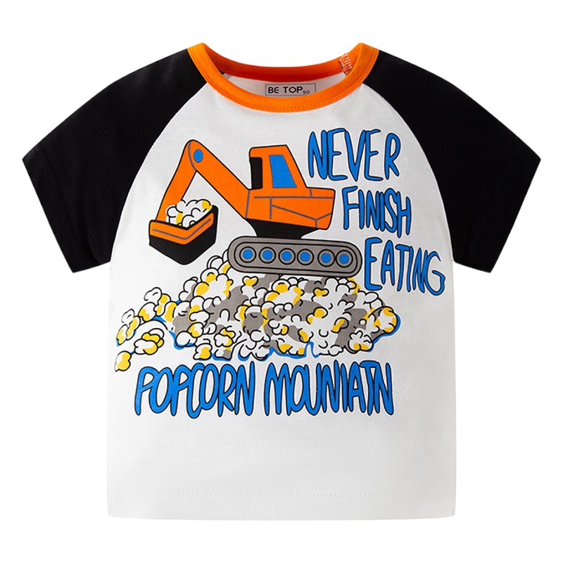 Ser Superior camiseta para niños nuevo verano niños de dibujos animados coche color a juego manga bebé moda coreana entrega de una sola pieza