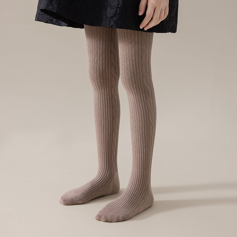 Pantimedias para niños Otoño e Invierno Nuevas polainas para niñas Estilo coreano doble aguja rayas verticales adelgazamiento versátil pantimedias calcetines de algodón