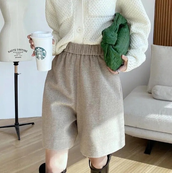 High-grade Elegant High Waist Woolen Wide-leg Pants Women's Spring and Autumn New Straight Loose Slimming Pants Middle Pants