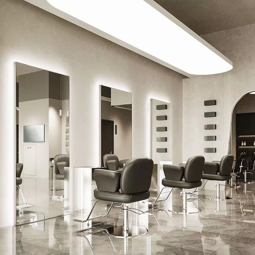 Espejo de peluquería con lámpara de línea para salón de peluquería, espejo de corte de pelo, espejo de pared, espejo de peluquería