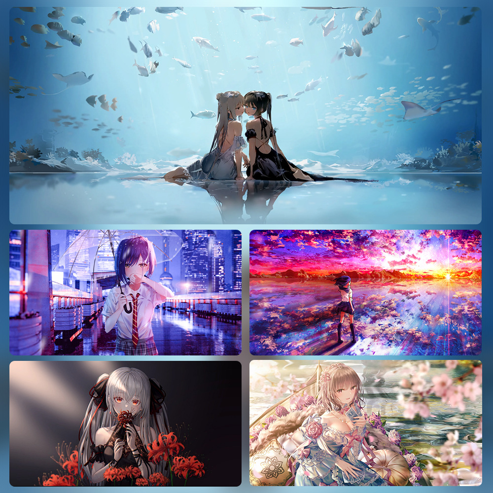 国潮动漫鼠标垫超大号男生电脑办公桌面垫电竞游戏宿舍桌加厚垫子