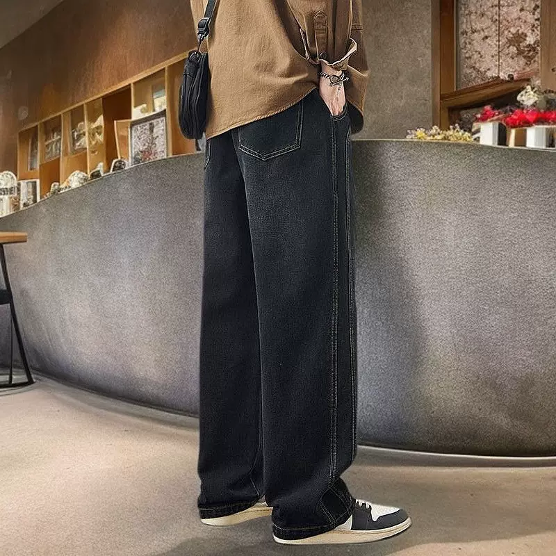 源头厂家牛仔裤男士夏季潮牌美式休闲复古阔腿长裤子高街宽松直筒