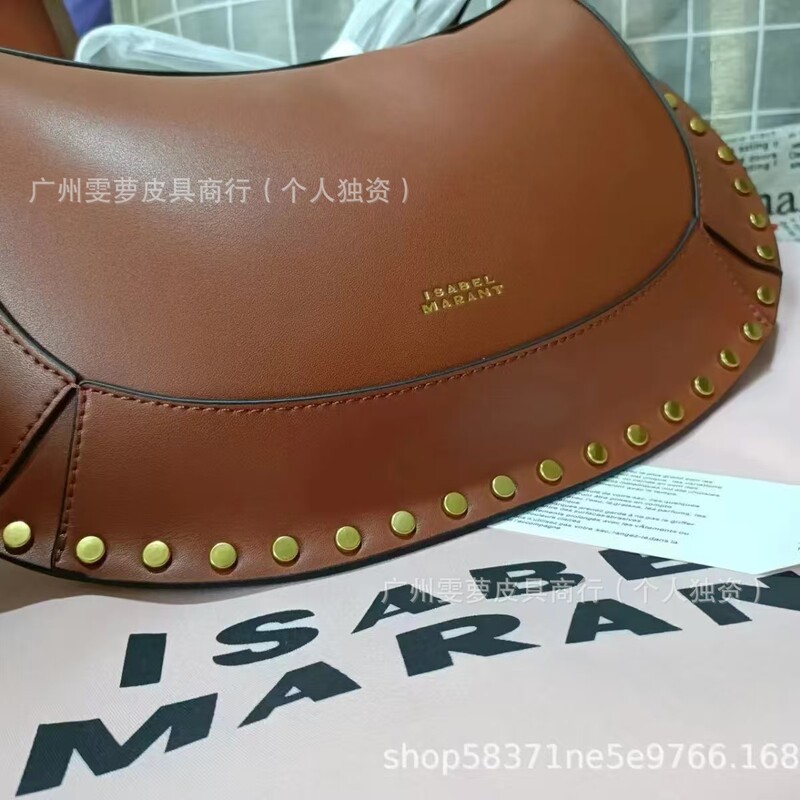 New Cross-border Niche Trendy Brand is Women's Bag High Texture Cowhide Half Moon Bag Classic Light Luxury Willow Nail Shoulder Crossbody Bag