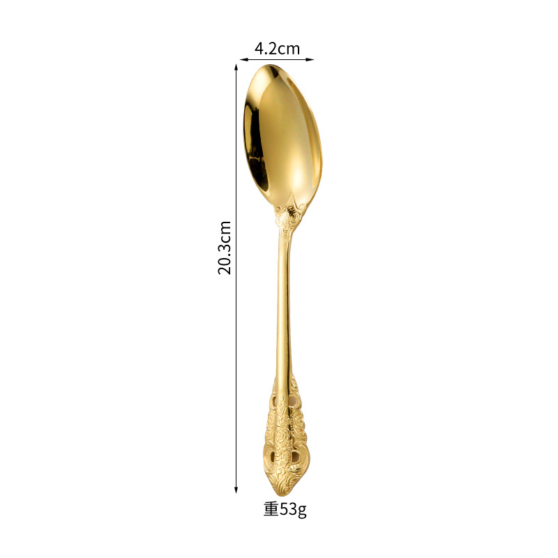 Corte cuchillo de acero inoxidable, tenedor y cuchara europeo retro alivio creativo occidental cuchillo de carne, tenedor y cuchara hotel vajilla traje