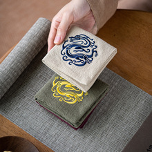 祥龙送福茶巾中式禅意吸水茶巾茶垫配件养壶巾抹布茶桌棉麻茶巾