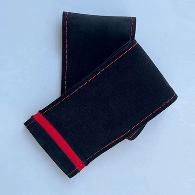 Cross-Border Wholesale of Soft, Comfortable, Dirt-Resistant, and Wear-Resistant Suede Leather Hand-Stitched Steering Wheel Covers for Cars, Suitable for All Seasons (Steering wheel cover) - red-line-model-38cm