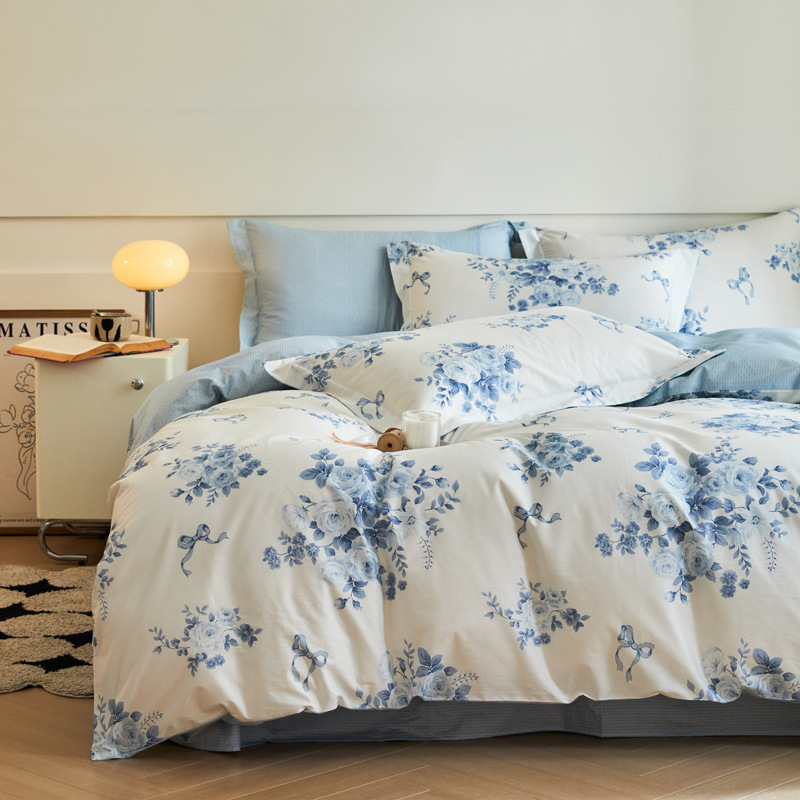 Parure de lit en coton style frais pour chambre à coucher_voghion.com