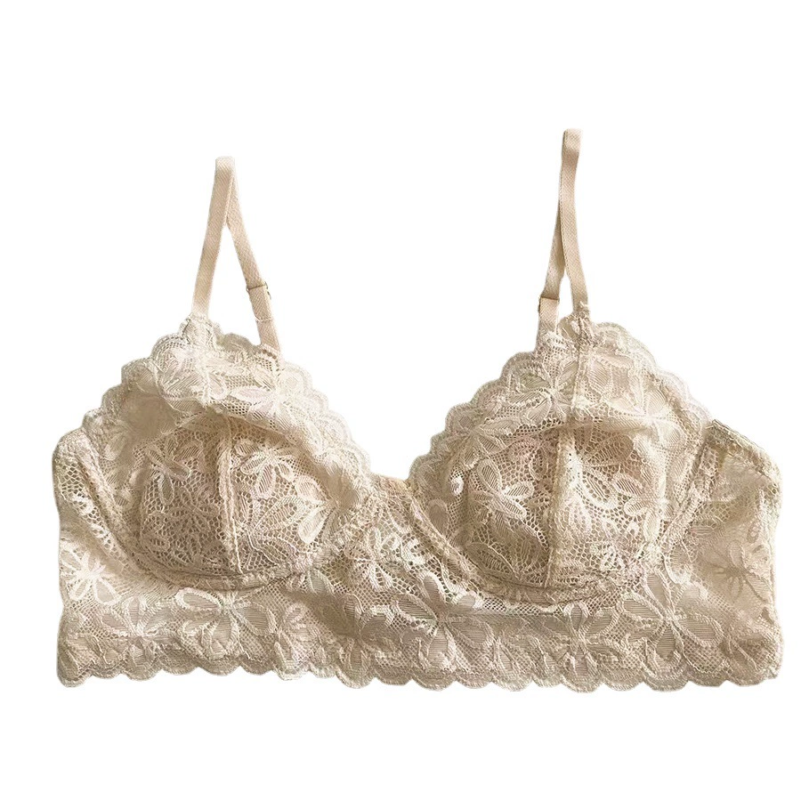Lace Push-Up Wireless Bra, French Style, Thin Padding, Sizes S–L