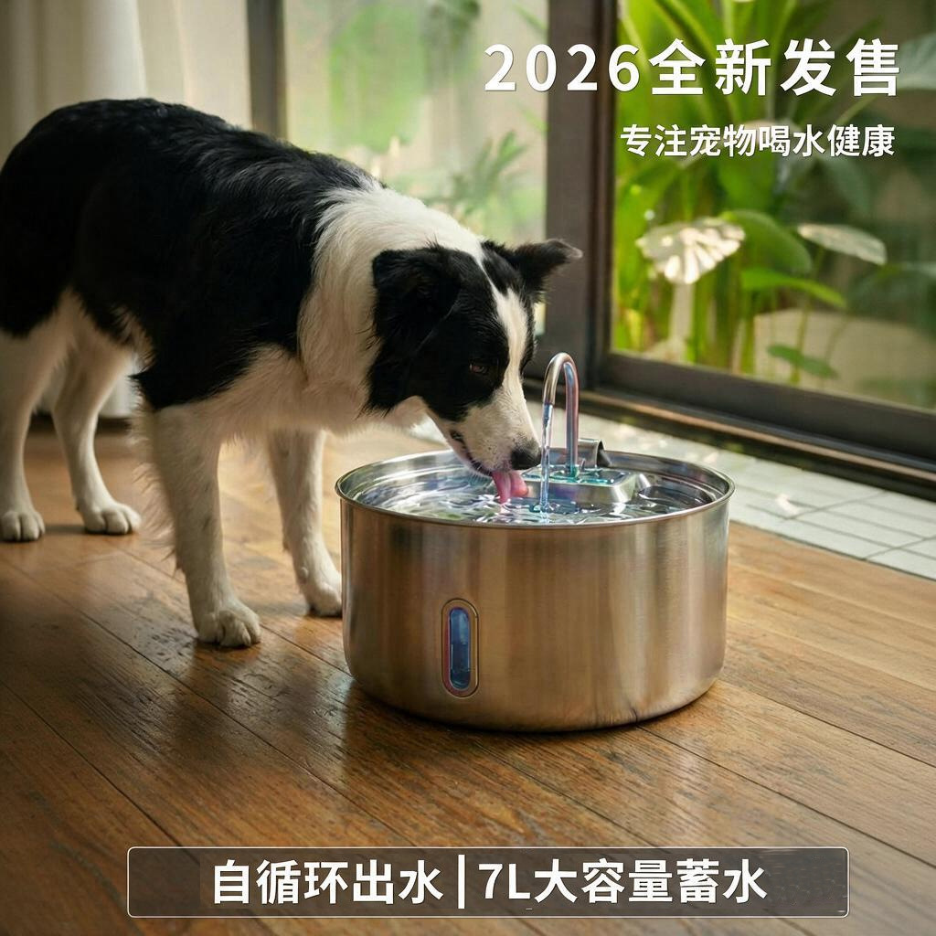 Gran capacidad de acero inoxidable con ventana para mascotas fabricantes de productos explosivos transfronterizos para gatos y perros agua potable automática