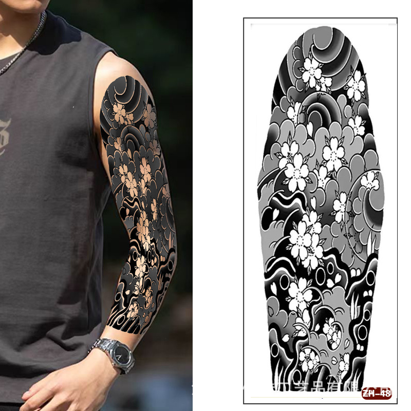 Calcomanías de tatuaje semipermanentes de brazo completo para hombres y mujeres brazo imagen grande jugo de planta no puede lavar las pegatinas de tótem de tatuaje