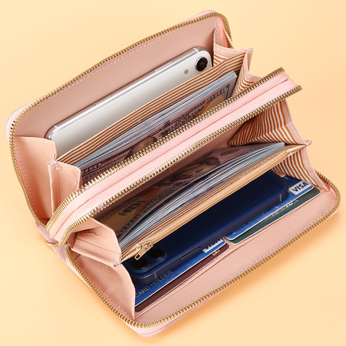  New Women's Long Wallet Korean Style Simple Double Zipper Coin Purse Multiple Card Slots Wallet Card Holder