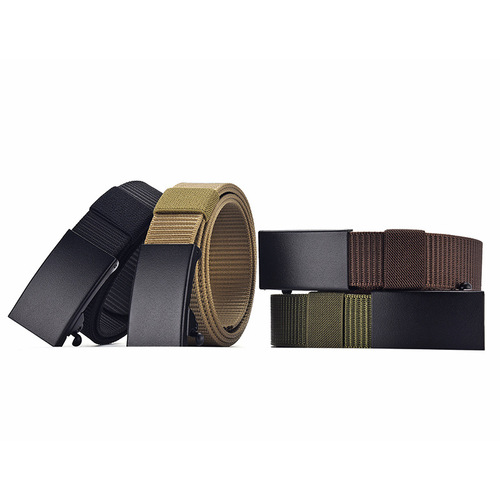 Tactical belt nylon woven men's canvas automatic toothless outdoor sports belt men's casual decorative belt