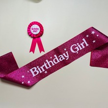 Birthyday girl 生日派對用品生日肩帶禮儀帶胸花