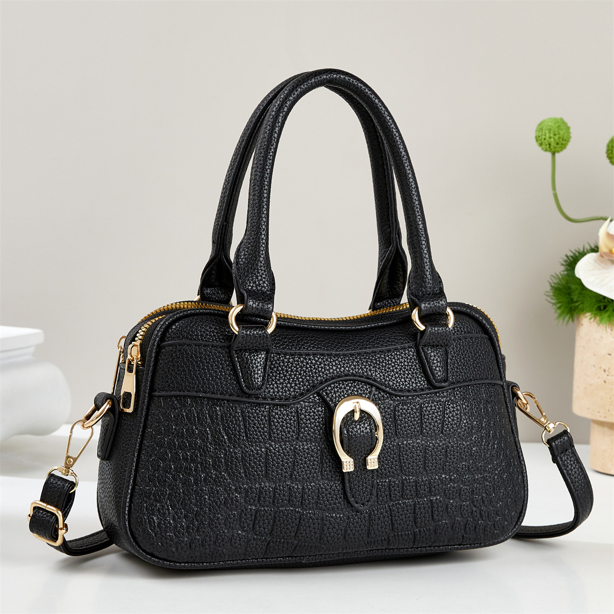 Diseño de piedra temperamento bolso de mano atmósfera casual bolso de hombro de moda bolso de mano de viaje