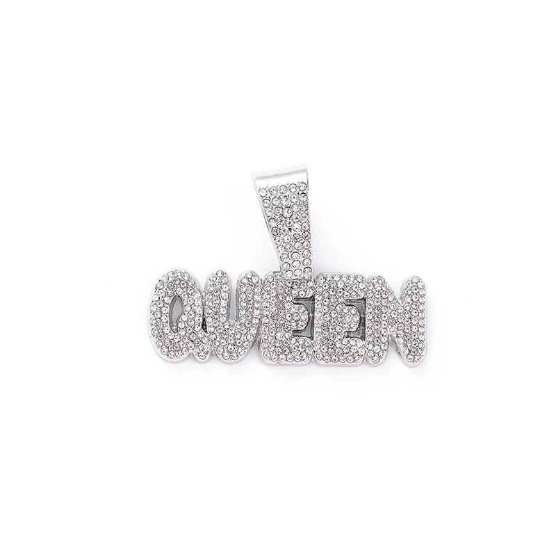 Lengua letra de diamante KING colgante collar cubano collar de estilo de moda personalidad collar redondo accesorios de hombre al por mayor