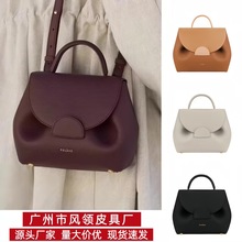 现货polene真皮小猪包新款荔枝纹笑脸包小众通勤单肩斜挎手提女包