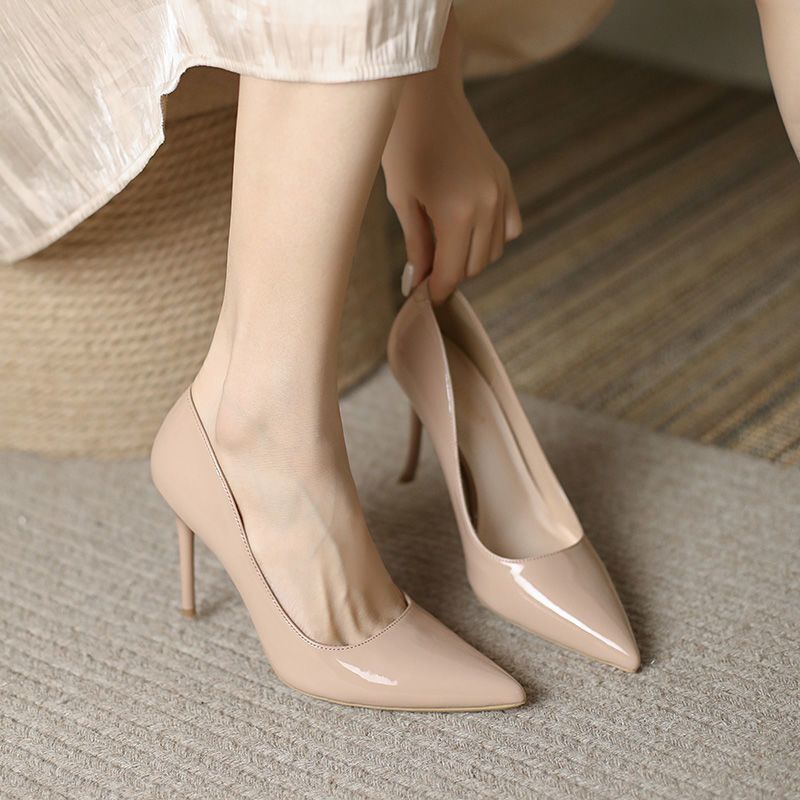 Pure Nude High Heels Women's Stiletto Sexy Night 2025 New Style Elegant Professional Bright Face Niche Design Sense