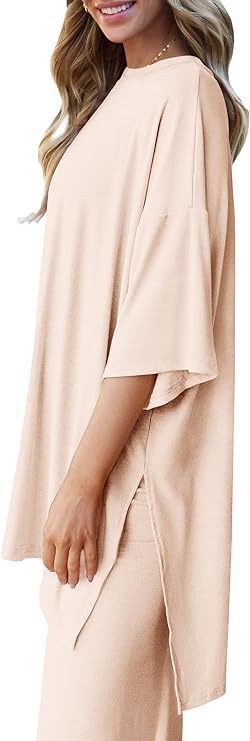 618g Weight Half Sleeve Sleeve Length Spandex, Polyester Fabric Type Pant Co-ord Set Sets Type 2 Pieces Set Quantity Daily Occasion Round Neck Neckline Loose Fit Type Solid Color Pattern Summer, Spring Season Women's Gender Casual Style Daily Women's Casual Solid Color Spandex Polyester Pant Co-ord Set Pants Sets 18