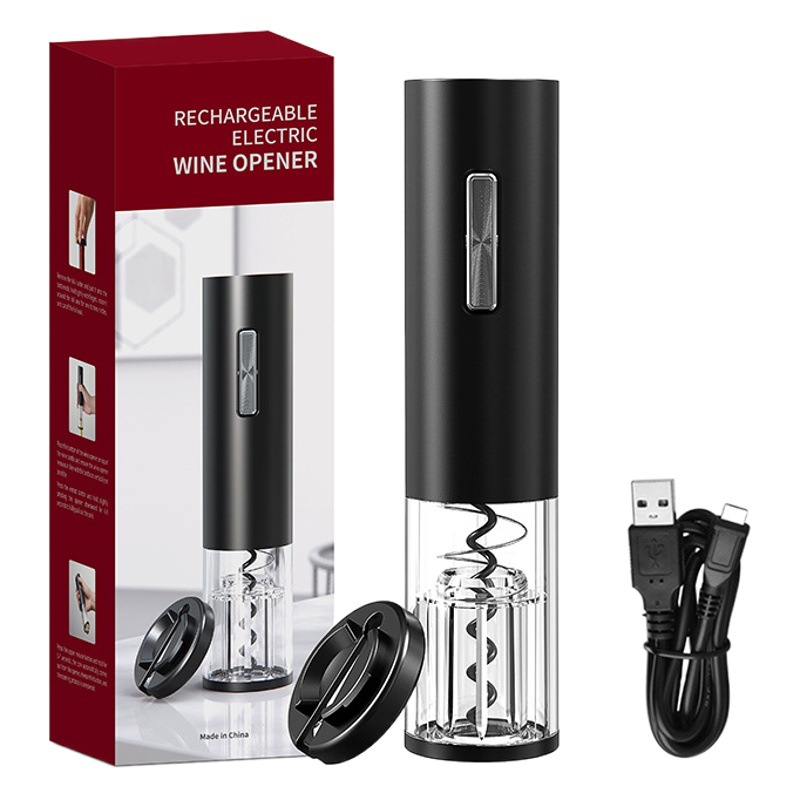 Fábrica de cabeza redonda Leyuan juego de vino creativo transfronterizo abridor de botellas de plástico abridor de botellas de vino eléctrico automático recargable