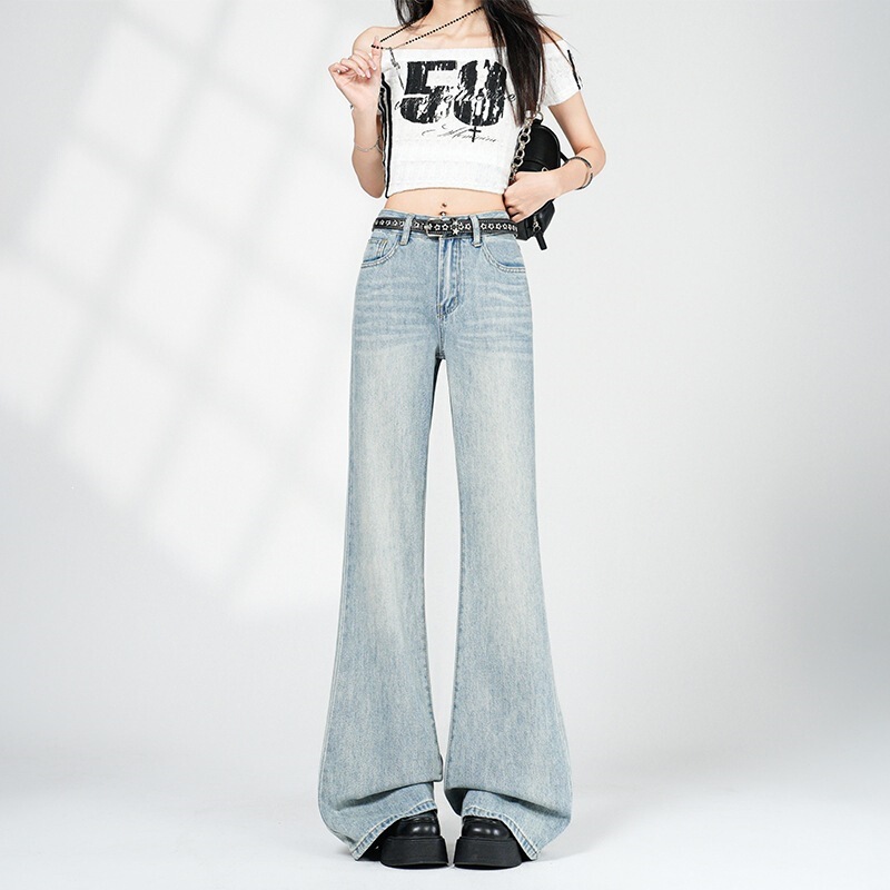 Summer New Style Sweet Ladylike Style Curve-Flattering Slimming High-Waisted Flared Jeans Regular & Extended Length Denim Pants for Women Summer New Style Sweet Ladylike Style Curve-Flattering Slimming High-Waisted Flared Jeans Regular & Extended Length Denim Pants for Women