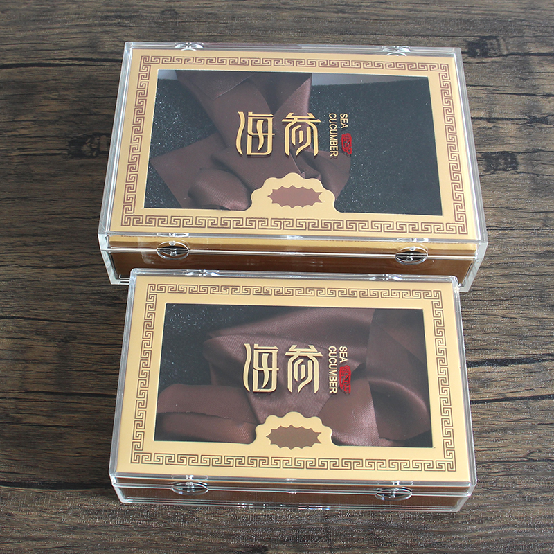 Caja de embalaje de pepinos de mar transparente acrílico caja de regalo de pepinos de mar secos 1 kg y medio de pepinos de mar caja interior falsa