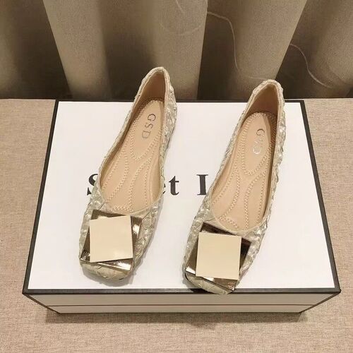 Fairy style gentle single-layer shoes, evening style square toe flat scoop shoes, 2025 new French boat shoes, women summer mino-mino shoes, women
