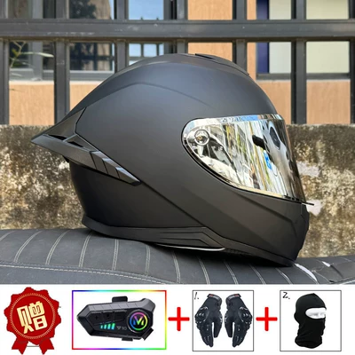 Motorcycle Helmet, Safety Helmet for Men, Motosiklet kaskı (dəbilqə) - matte-black-aurora-silver-night-vision-compatible-y10-soft-microphone-includes-clear-lens-s