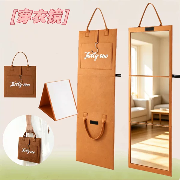 New back-to-school product: portable, foldable, wall-mounted full-length mirror for dance students, dormitory, and travel; anti-drop, trendy hand-held mirror