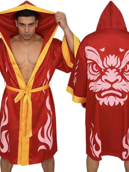 Tiger Head Style Long-Sleeve Martial Arts Uniform Set for Men and Women, Suitable for Muay Thai, Freestyle Mixed Martial Arts, and Sanda Competition