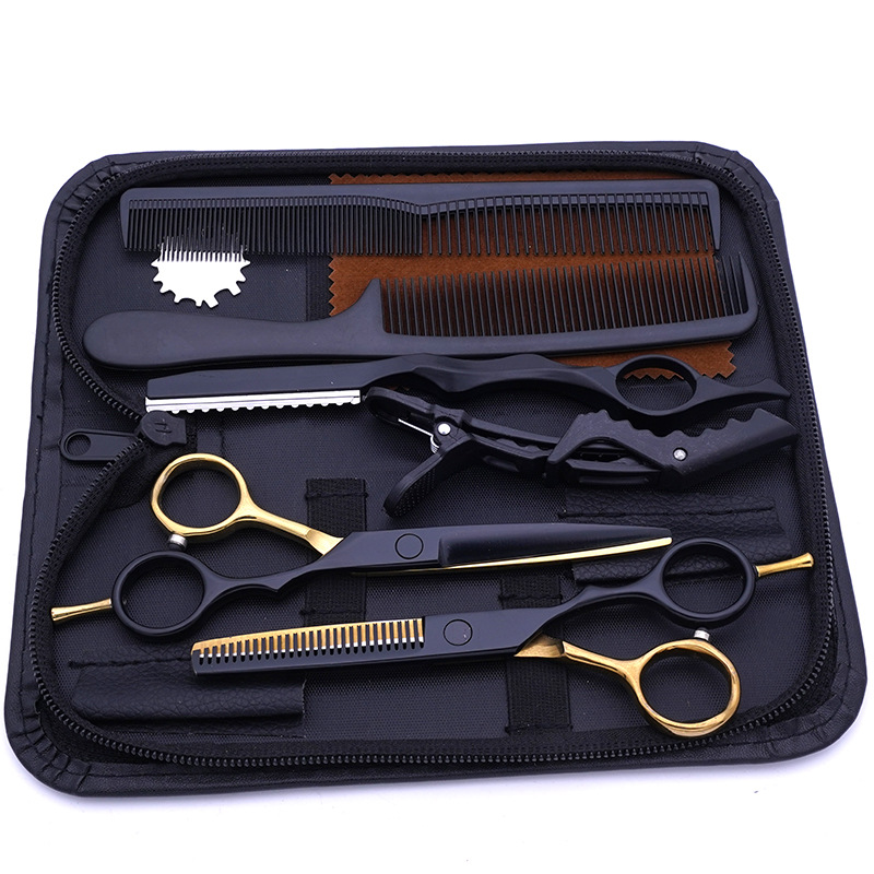 Directo de fábrica de 6 pulgadas de acero inoxidable tijeras de pelo profesional estilista tijeras planas fleco fino tijeras de dientes