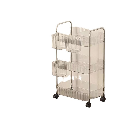 Transparent acrylic storage trolley storage rack floor-standing multi-layer movable snack kitchen storage dormitory