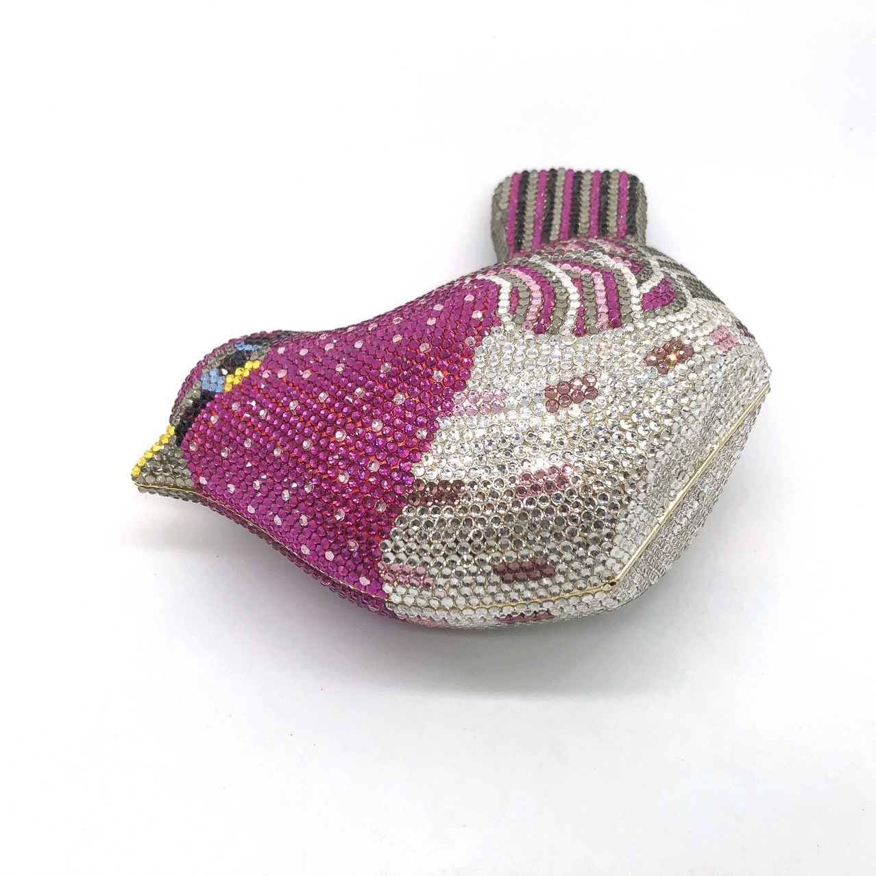 Túi clutch nữ đính đá rhinestone hình chim phong cách Âu Mỹ — Màu xanh lam chi tiết 4
