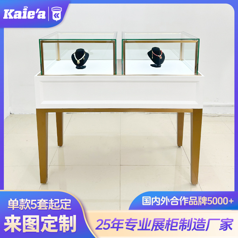 厂家定制珠宝展示柜带灯高级感奢饰品首饰玻璃柜台玉器翡翠陈列柜