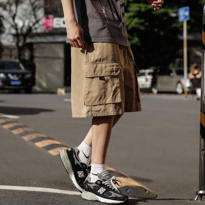 Summer Japanese Cityboy Over-The-Knee Cargo Shorts for Men, Loose Ins Casual Knee-Length Shorts, Trendy Shorts