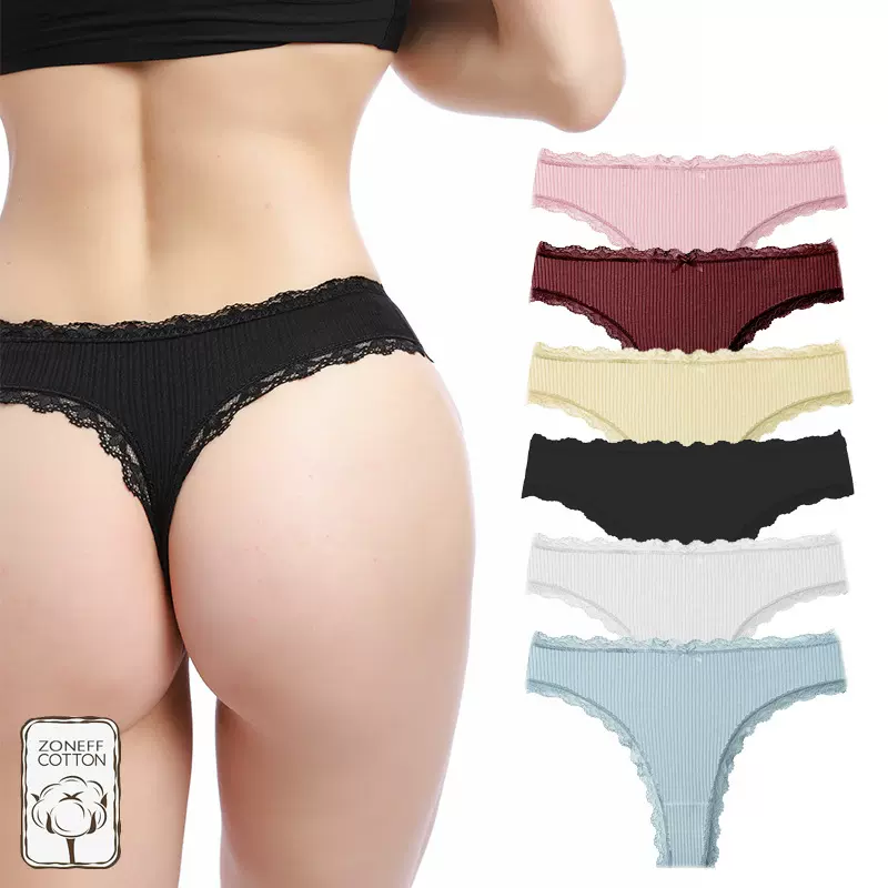专供女士三角裤花边纯棉内裤女蝴蝶结低腰T裤欧美大码女士丁字裤